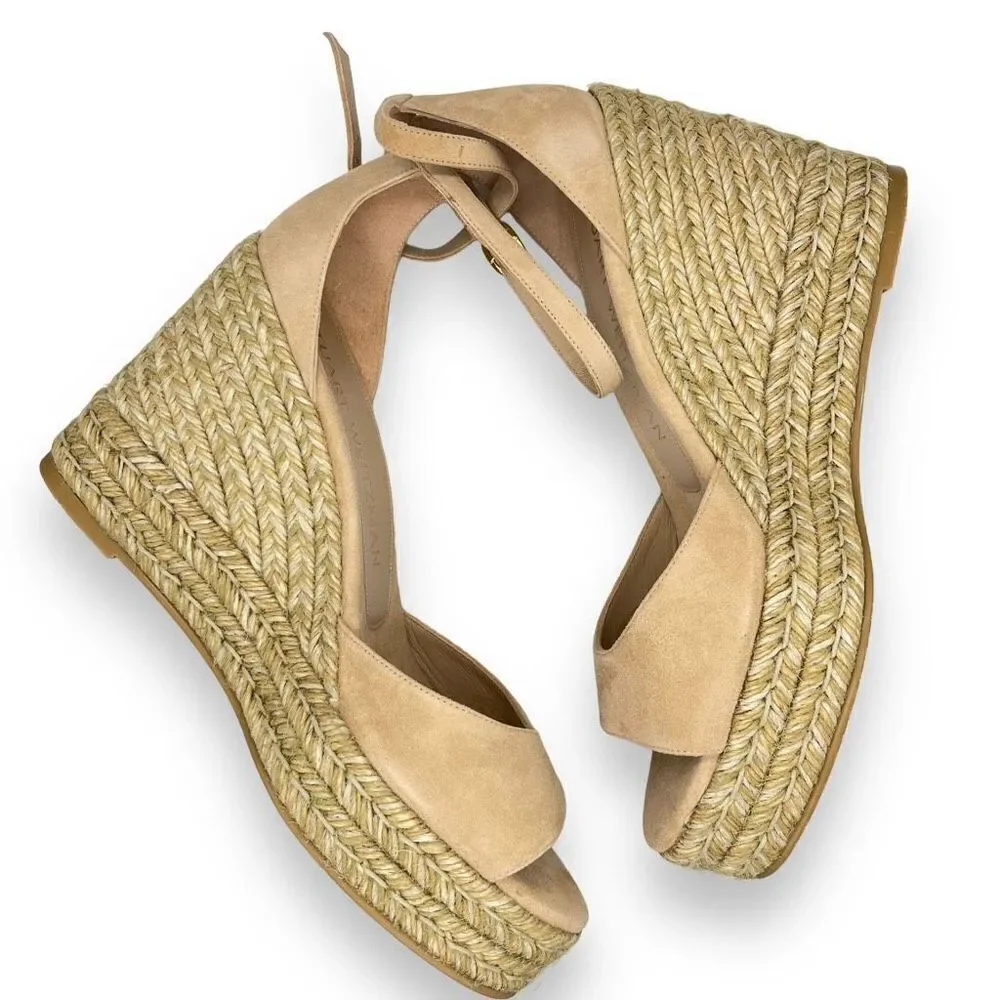 stuart weitzman‎ nudist curve espadrille wedges suede